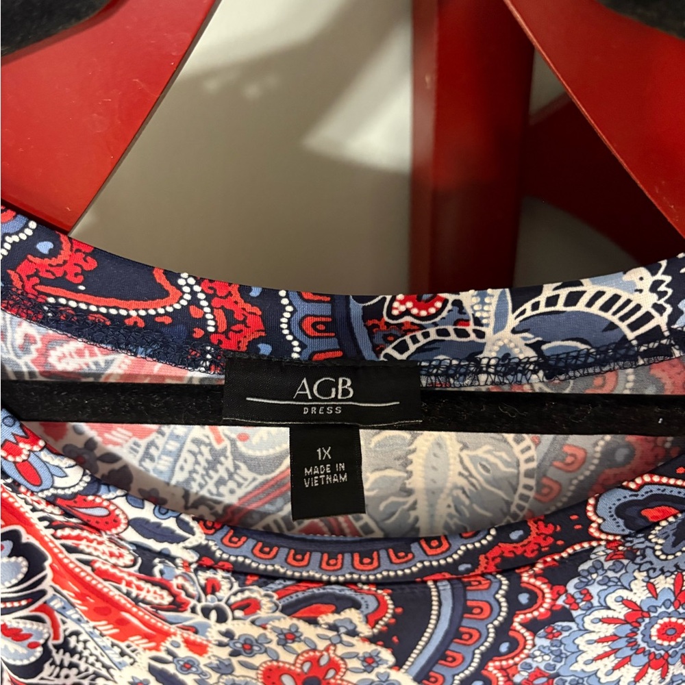 AGB Red and Blue Floral Midi Dress - Picture 2 of 5